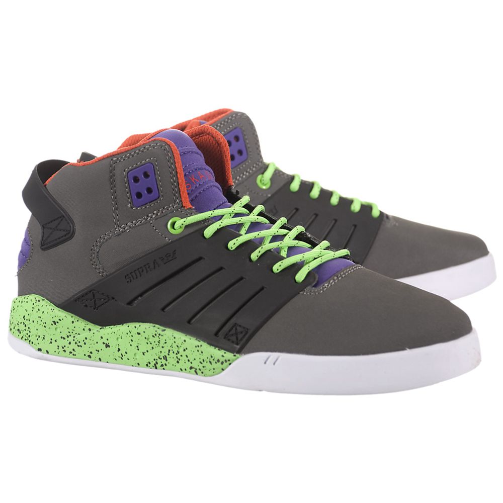 Chaussures de Skate Supra SkyTop III Grise Noir Charcoal/Black/Lime-White Homme | CLQ-46296661